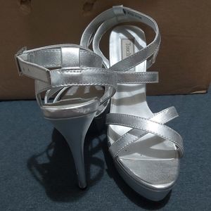Silver, strappy stilettos